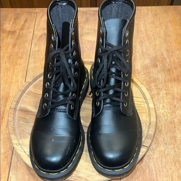 Dr Martens Vegan 1460 Black Combat Boots - Picture 2 of 8